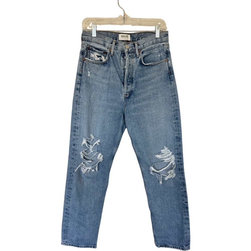✅ Agolde Ripped High Wasted Blue Distressed buttoned Jeans size 25